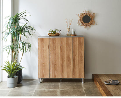 シューズボックス ロータイプ 幅100cm 国産 完成品 奥深 靴箱 下駄箱 シューズラック 玄関 収納 大川家具 おしゃれ 北欧 玄関収納(代引不可)