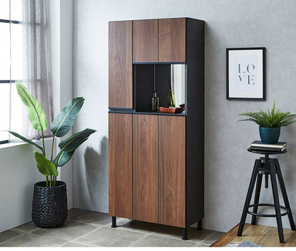 シューズボックス ハイタイプ 幅75cm ミラー付き 国産 完成品 奥深 靴箱 下駄箱 シューズラック 玄関 収納 大川家具 おしゃれ 北欧 玄関収納(代引不可)