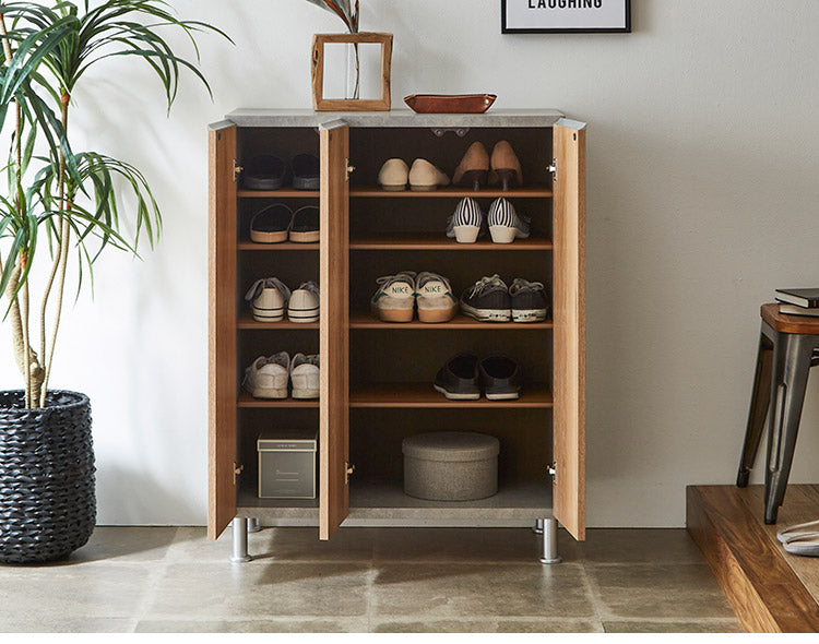 シューズボックス ロータイプ 幅75cm 国産 完成品 奥深 靴箱 下駄箱 シューズラック 玄関 収納 大川家具 おしゃれ 北欧 玄関収納(代引不可)