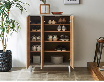 シューズボックス ロータイプ 幅75cm 国産 完成品 奥深 靴箱 下駄箱 シューズラック 玄関 収納 大川家具 おしゃれ 北欧 玄関収納(代引不可)