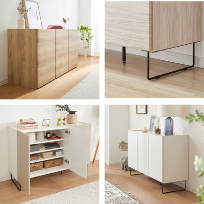 キャビネット 幅120 白 オーク 北欧 木製 おしゃれ カウンター 間仕切り 完成品 国産 背面化粧 ナチュラル 木目 オレフィン 脚付き 収納 チェスト リビング 収納 スチール脚(代引不可)