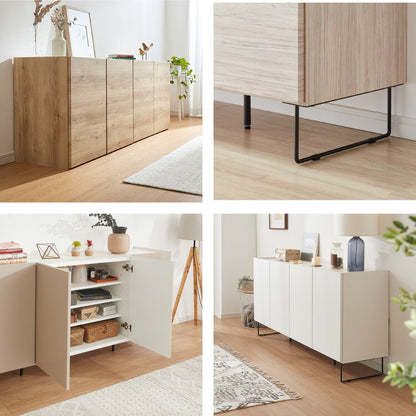 キャビネット 幅160 白 オーク 北欧 木製 おしゃれ カウンター 間仕切り 完成品 国産 背面化粧 ナチュラル 木目 オレフィン 脚付き 収納 チェスト リビング 収納 スチール脚(代引不可)