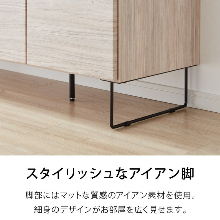 キャビネット 幅160 白 オーク 北欧 木製 おしゃれ カウンター 間仕切り 完成品 国産 背面化粧 ナチュラル 木目 オレフィン 脚付き 収納 チェスト リビング 収納 スチール脚(代引不可)