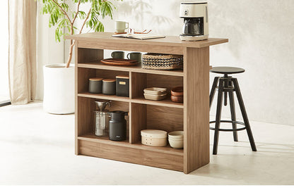 バーカウンター カウンターテーブル T型 幅115cm 高さ93cm キッチンカウンター 食器棚 キッチンボード バーテーブル 台所収納 ラック マルチラック 業務用 レジカウンター 木目調 木製(代引不可)