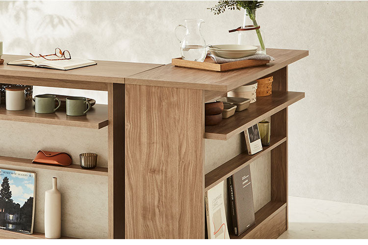 バーカウンター カウンターテーブル T型 幅115cm 高さ93cm キッチンカウンター 食器棚 キッチンボード バーテーブル 台所収納 ラック マルチラック 業務用 レジカウンター 木目調 木製(代引不可)