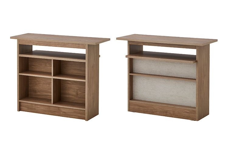 バーカウンター カウンターテーブル T型 幅115cm 高さ93cm キッチンカウンター 食器棚 キッチンボード バーテーブル 台所収納 ラック マルチラック 業務用 レジカウンター 木目調 木製(代引不可)