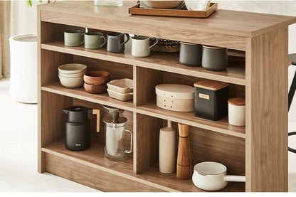 バーカウンター カウンターテーブル I型 幅120cm 高さ93cm キッチンカウンター 食器棚 キッチンボード バーテーブル 台所収納 ラック マルチラック 業務用 レジカウンター 木目調 木製(代引不可)