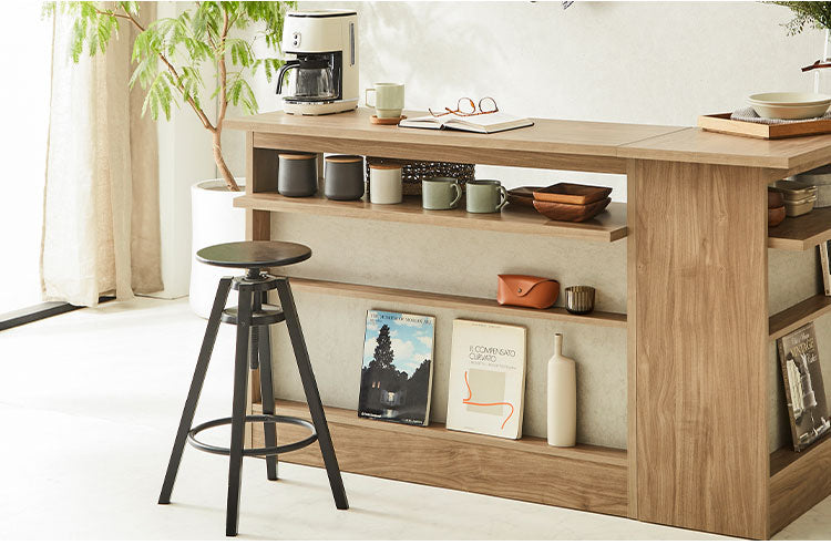 バーカウンター カウンターテーブル I型 幅120cm 高さ93cm キッチンカウンター 食器棚 キッチンボード バーテーブル 台所収納 ラック マルチラック 業務用 レジカウンター 木目調 木製(代引不可)
