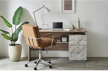 オフィスデスク 事務机 片袖机 幅140 奥行55 高さ72 片袖デスク 大理石風 おしゃれ 事務デスク フラットデスク オフィス机 OAデスク 事務用 オフィス用 事務所用 デスク 机 引出し付き PCデスク(代引不可)