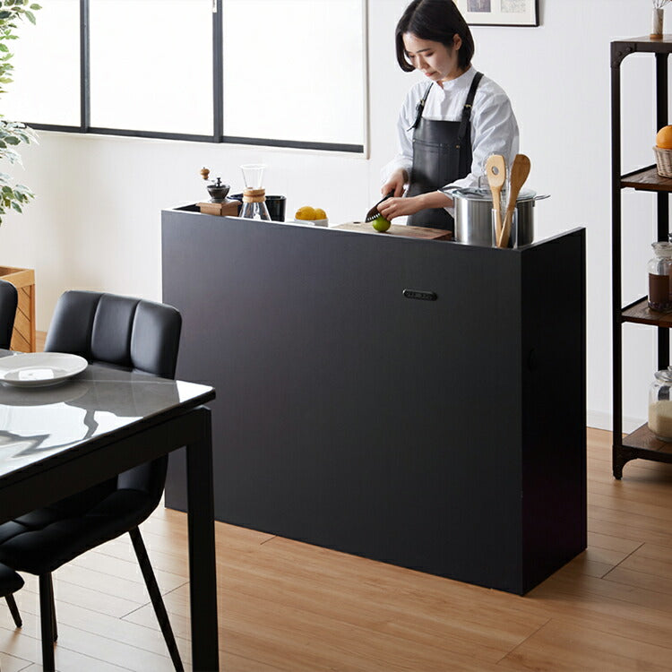 手元を隠す キッチンカウンター ダストボックス 間仕切り 完成品 幅120 ステンレス天板 収納 日本製 ゴミ箱上ラック コンセント付き 食器棚 キッチンボード グレー オーク ブラウン(代引不可)