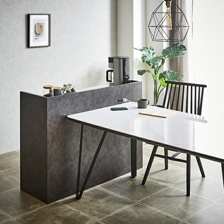 手元を隠す キッチンカウンター ダストボックス 間仕切り 完成品 幅150 ステンレス天板 収納 日本製 ゴミ箱上ラック コンセント付き 食器棚 キッチンボード グレー オーク ブラウン(代引不可)