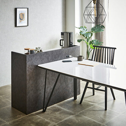 手元を隠す キッチンカウンター ダストボックス 間仕切り 完成品 幅150 ステンレス天板 収納 日本製 ゴミ箱上ラック コンセント付き 食器棚 キッチンボード グレー オーク ブラウン(代引不可)