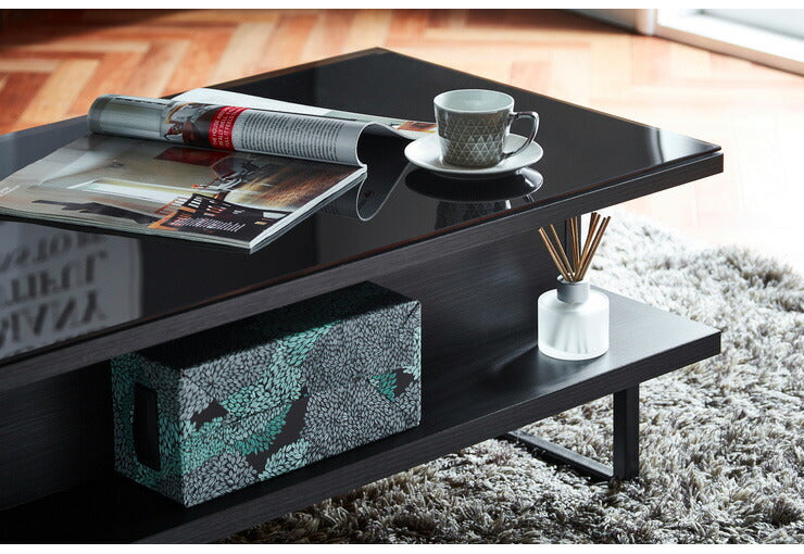 センターテーブル ガラス 幅105 奥行き45 高さ37 日本製 大川家具 完成品 ローテーブル ガラステーブル 引き出し 収納 木製 国産(代引不可)