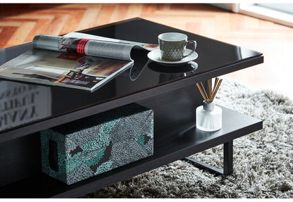 センターテーブル ガラス 幅105 奥行き45 高さ37 日本製 大川家具 完成品 ローテーブル ガラステーブル 引き出し 収納 木製 国産(代引不可)