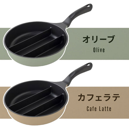 センターエッグトリプルパンmini 20cm 深型 仕切り付き フライパン IH対応 PFOAフリー お弁当 同時調理 時短 時短調理 焼き 茹で 玉子焼き器 卵焼き器 卵1個 コンパクト ソイビーン かわいい A-77912