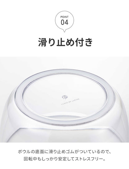 日本製 燕三条 サラダスピナー 21cm 取っ手がたためる コンパクト フラット 食洗機対応 4way 野菜水切り器 サラダボウル 湯切り ザル ざる セット 回転式 分解できる お手入れ簡単 透明 おしゃれ