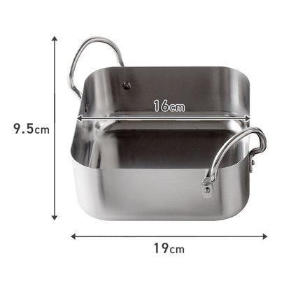 日本製 燕三条 取っ手も場所を取らない 油ターン スクエア 16cm ステンレス製 天ぷら鍋 揚げ鍋 揚げ網 オイルポット兼用 ガス火 IH対応 食洗機対応 2~4人分 四角 揚げ物 コンパクト 仕切り A-78063
