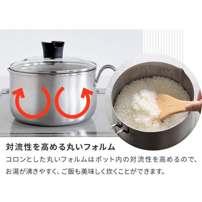 日本製 燕三条 ステンレスマルチポット 18cm 深型 ガラス蓋付き ガス火 IH対応 2.9L 逸品物創 ステンレス製 鍋 コンパクト スリム 片手鍋 揚げ鍋 天ぷら鍋 フライパン ミルクパン 78203