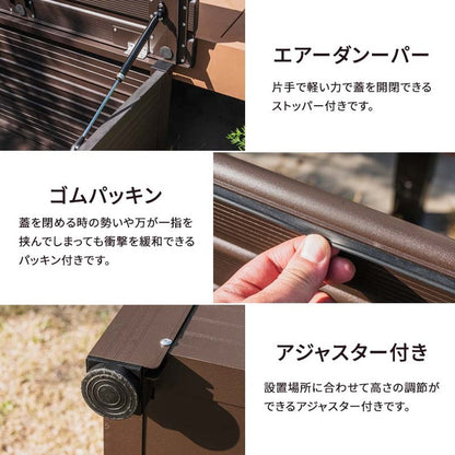 屋外物置 アルミボックス 容量238L 幅180cm アルミ縁台ストッカー 収納庫 ベンチストッカー ベンチ収納 アルミ 収納箱 玄関 BOX 収納ボックス コンテナボックス ガーデン アウトドア用品 収納(代引不可)