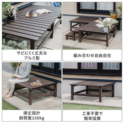 【5%OFF】アルミデッキ 縁台 幅90cm 連結金具付属 アルミ縁台 ガーデンベンチ ガーデンベンチ 縁台 ぬれ縁台 長椅子 椅子 庭 ベランダ ガーデンニング 踏み台(代引不可)