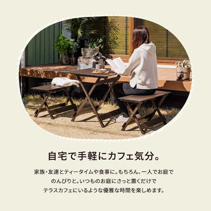 【5%OFF】折りたたみ ガーデン3点セット アルミ製 折りたたみチェア 2点 テーブル セット テーブルベンチ3点セット テラス バルコニー 軽量 アルミ 折りたたみ(代引不可)