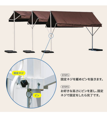 オーニングテント 自立式 幅390cm 撥水加工 折りたたみ 手動 白フレーム 折り畳み 伸縮 日除けテント 日除けシェード サンシェード スクリーン 日よけ 雨よけ ベランダ レストラン カフェ 露店(代引不可)