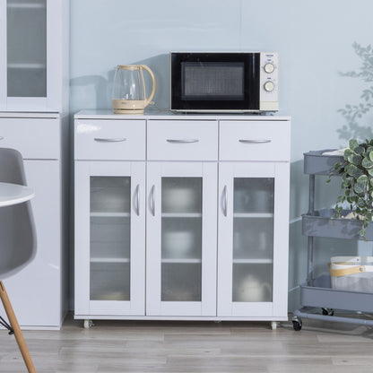 鏡面仕上げ キャスター付き キッチンカウンター 幅89cm ベル カウンター ガラス扉 レンジ台 カップボード キッチンキャビネット レンジ台 キッチン収納(代引不可)