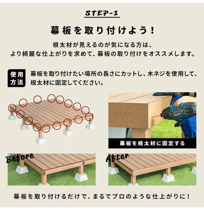 幕板 人工木デッキ用 [6枚] 200×12cm 側面板 ガーデニング テラス ベランダ ウッドデッキ DIY 人工木 おしゃれ キット 庭 デッキ ガーデンデッキ ステージ 縁台 エクステリア 組立 部材 板材 水洗い(代引不可)