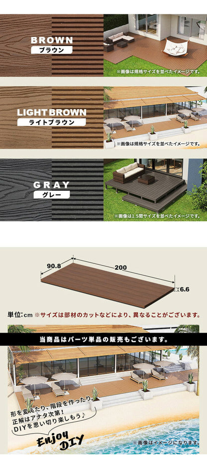 フロアデッキ DIY 人工木デッキ [200×90.8cm] 樹脂製 ガーデニング テラス DIYセット キット 庭 デッキ オープンテラス ガーデン ガーデンデッキ ステージ 縁台 エクステリア 組み立て 水洗いK(代引不可)