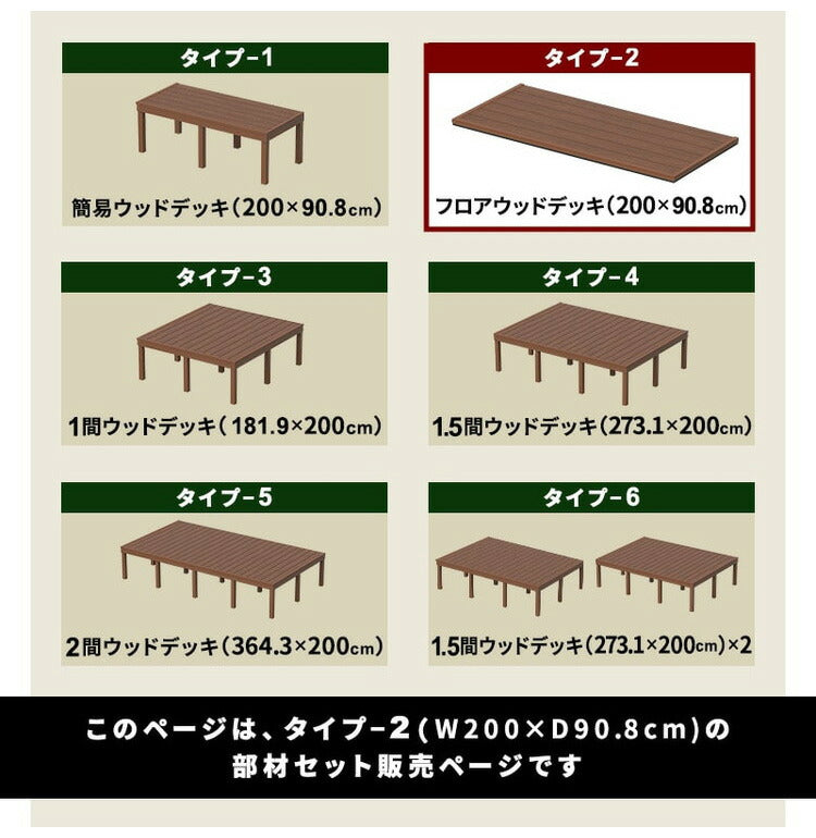 フロアデッキ DIY 人工木デッキ [200×90.8cm] 樹脂製 ガーデニング テラス DIYセット キット 庭 デッキ オープンテラス ガーデン ガーデンデッキ ステージ 縁台 エクステリア 組み立て 水洗いK(代引不可)