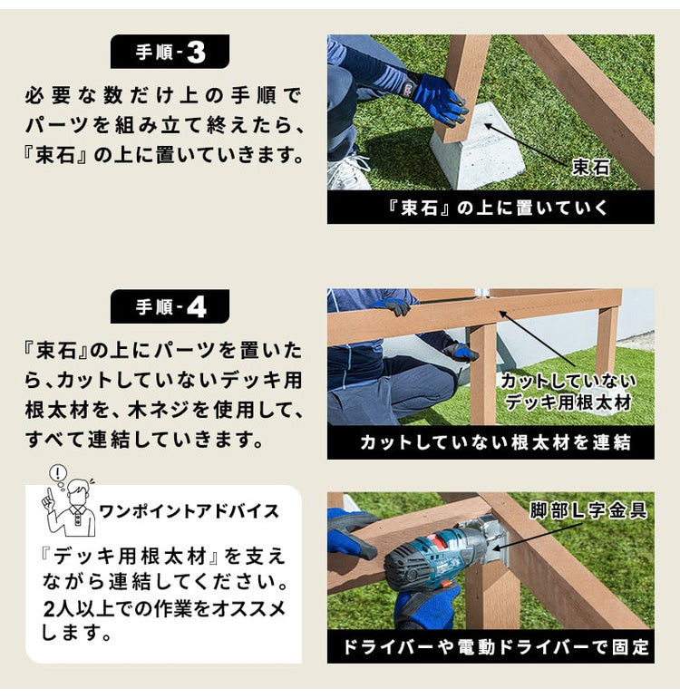 ウッドデッキ 人工木 [181.9×200cm] 1間サイズ 人工木デッキ DIY キット 庭 デッキ ガーデンデッキ テラス バルコニー ステージ 縁台 エクステリア 組み立て DIYセット 高さ20~60cm 水洗いOK(代引不可)