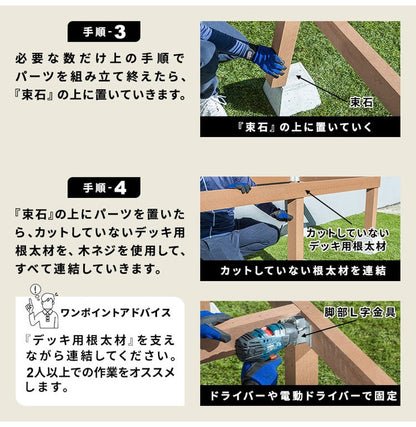ウッドデッキ 人工木 [181.9×200cm] 1間サイズ 人工木デッキ DIY キット 庭 デッキ ガーデンデッキ テラス バルコニー ステージ 縁台 エクステリア 組み立て DIYセット 高さ20~60cm 水洗いOK(代引不可)