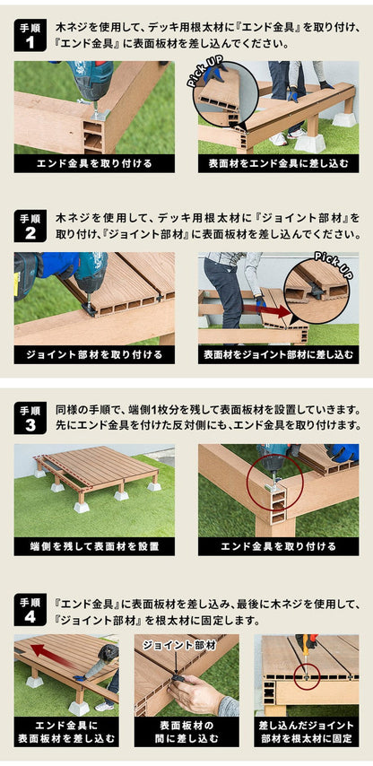 ウッドデッキ 人工木 [181.9×200cm] 1間サイズ 人工木デッキ DIY キット 庭 デッキ ガーデンデッキ テラス バルコニー ステージ 縁台 エクステリア 組み立て DIYセット 高さ20~60cm 水洗いOK(代引不可)