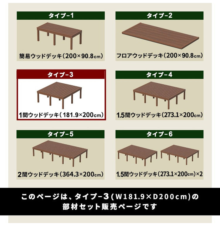 ウッドデッキ 人工木 [181.9×200cm] 1間サイズ 人工木デッキ DIY キット 庭 デッキ ガーデンデッキ テラス バルコニー ステージ 縁台 エクステリア 組み立て DIYセット 高さ20~60cm 水洗いOK(代引不可)
