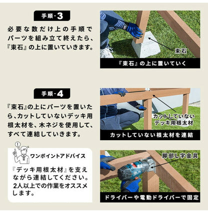 デッキ 人工木 [273.1×200cm] 1.5間サイズ 2セット ガーデニング 人工木デッキ DIY キット 庭 デッキ ガーデンデッキ ステージ 縁台 エクステリア 組み立て DIYセット 高さ20~60cm 水洗いK(代引不可)