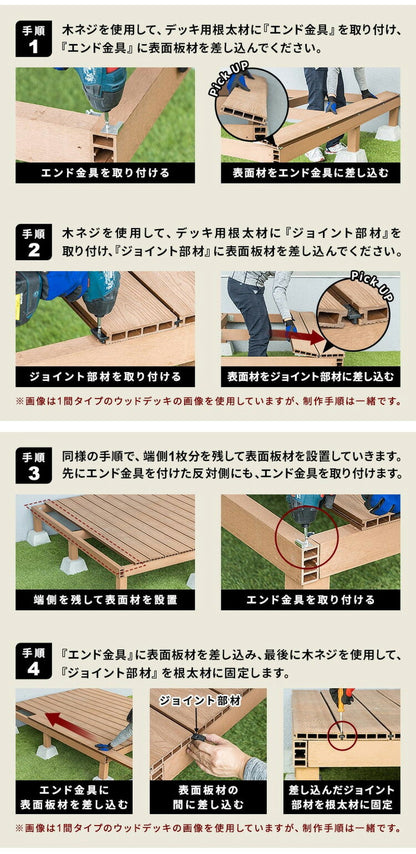 デッキ 人工木 [273.1×200cm] 1.5間サイズ 2セット ガーデニング 人工木デッキ DIY キット 庭 デッキ ガーデンデッキ ステージ 縁台 エクステリア 組み立て DIYセット 高さ20~60cm 水洗いK(代引不可)