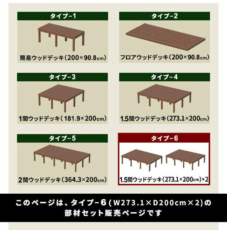 デッキ 人工木 [273.1×200cm] 1.5間サイズ 2セット ガーデニング 人工木デッキ DIY キット 庭 デッキ ガーデンデッキ ステージ 縁台 エクステリア 組み立て DIYセット 高さ20~60cm 水洗いK(代引不可)