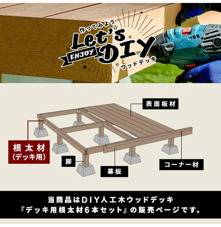 根太材 ウッドデッキ用 長さ200cm [6本] DIY 人工木 ガーデニング ウッドデッキ ベランダ バルコニー おしゃれ キット デッキ ガーデンデッキ ステージ 庭 縁台 エクステリア 組立?人工木デッキ用(代引不可)