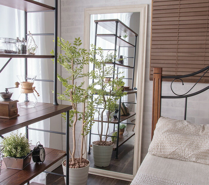 鏡 ミラー 全身 姿見 アンティーク調大型ミラーW60 ホワイト ブラウン ライトブラウン 幅60ビッグミラー 全身鏡 壁掛け(代引不可)