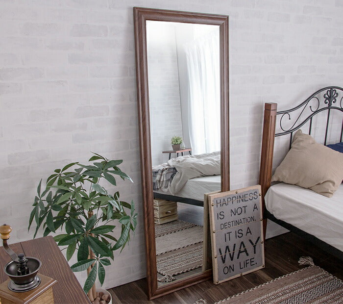 鏡 ミラー 全身 姿見 アンティーク調大型ミラーW60 ホワイト ブラウン ライトブラウン 幅60ビッグミラー 全身鏡 壁掛け(代引不可)