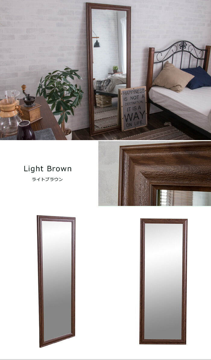 鏡 ミラー 全身 姿見 アンティーク調大型ミラーW60 ホワイト ブラウン ライトブラウン 幅60ビッグミラー 全身鏡 壁掛け(代引不可)