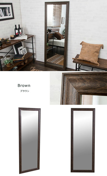 鏡 ミラー 全身 姿見 アンティーク調大型ミラーW60 ホワイト ブラウン ライトブラウン 幅60ビッグミラー 全身鏡 壁掛け(代引不可)