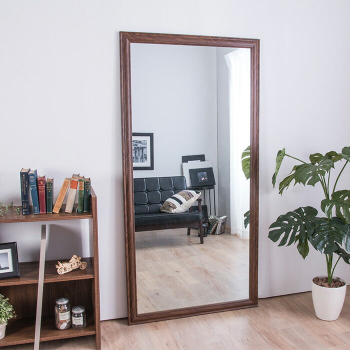 鏡 ミラー 全身 姿見 アンティーク調大型ミラーW90 ホワイト ブラウン ライトブラウン 幅90ビッグミラー 全身鏡 壁掛け(代引不可)