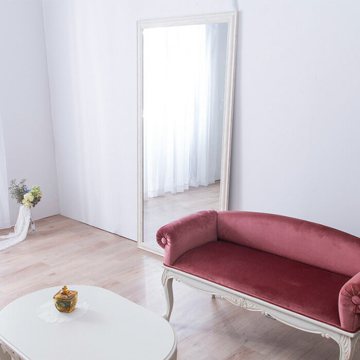 鏡 ミラー 全身 姿見 アンティーク調大型ミラーW90 ホワイト ブラウン ライトブラウン 幅90ビッグミラー 全身鏡 壁掛け(代引不可)