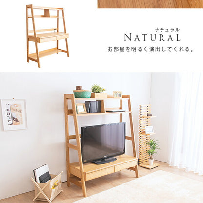 2wayパソコンデスク 幅90cm ガレア 収納棚付き 引き出し付き 天然木 木製デスク ワークデスク PCデスク 机 デスク テレビ台(代引不可)