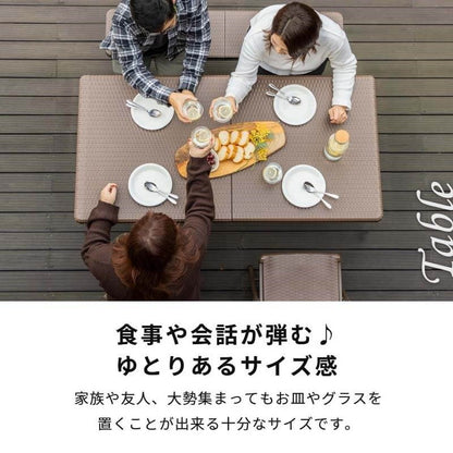 ラタン調 折りたたみ ガーデン 4点セット マカティ 幅122cm 折りたたみテーブル 折りたたみチェア ベンチ セット テーブル アウトドアチェア 折り畳み コンパクト ガーデンファニチャー(代引不可)