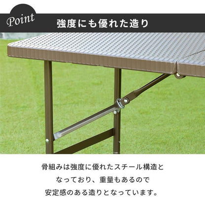 ラタン調 折りたたみ ガーデンテーブル マカティ 幅122cm 折りたたみテーブル 屋外 アウトドア テーブル ベランダ テラス 折り畳み コンパクト ガーデンファニチャー(代引不可)