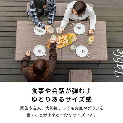 【5%OFF】ラタン調 折りたたみ ガーデン 5点セット マカティ 幅152cm 折りたたみテーブル 折りたたみチェア セット 屋外 テーブル アウトドアチェア 折り畳み コンパクト ガーデンファニチャー(代引不可)