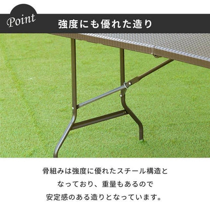 【5%OFF】ラタン調 折りたたみ ガーデンテーブル マカティ 幅152cm 折りたたみテーブル 屋外 アウトドア テーブル ベランダ テラス 折り畳み コンパクト ガーデンファニチャー(代引不可)
