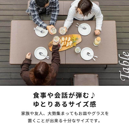 【5%OFF】ラタン調 折りたたみ ガーデン 3点セット マカティ 幅180cm 折りたたみテーブル 折りたたみ ベンチ セット 屋外 テーブル アウトドアチェア 折り畳み コンパクト ガーデンファニチャー(代引不可)